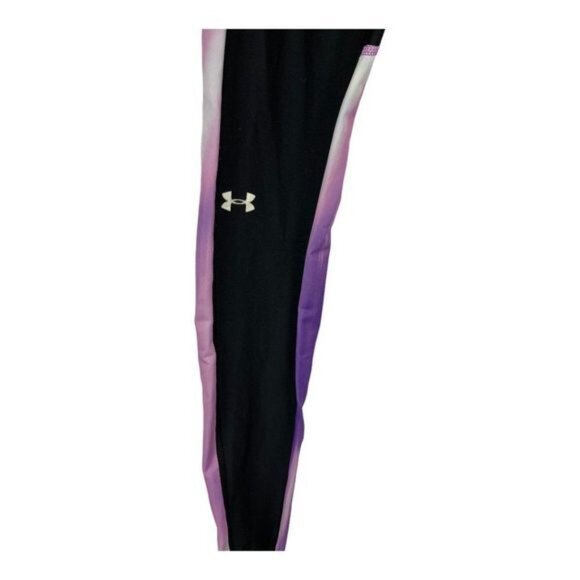 Under Armour HeatGear Alpha Black & Purple Compression Leggings Size M - Picture 8 of 9